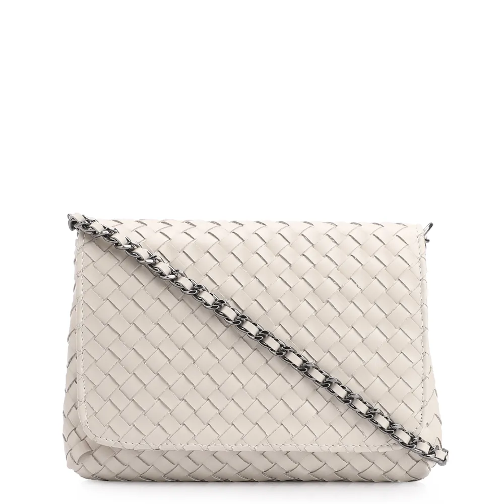 Bolsa Transversal Tressê Couro Off White