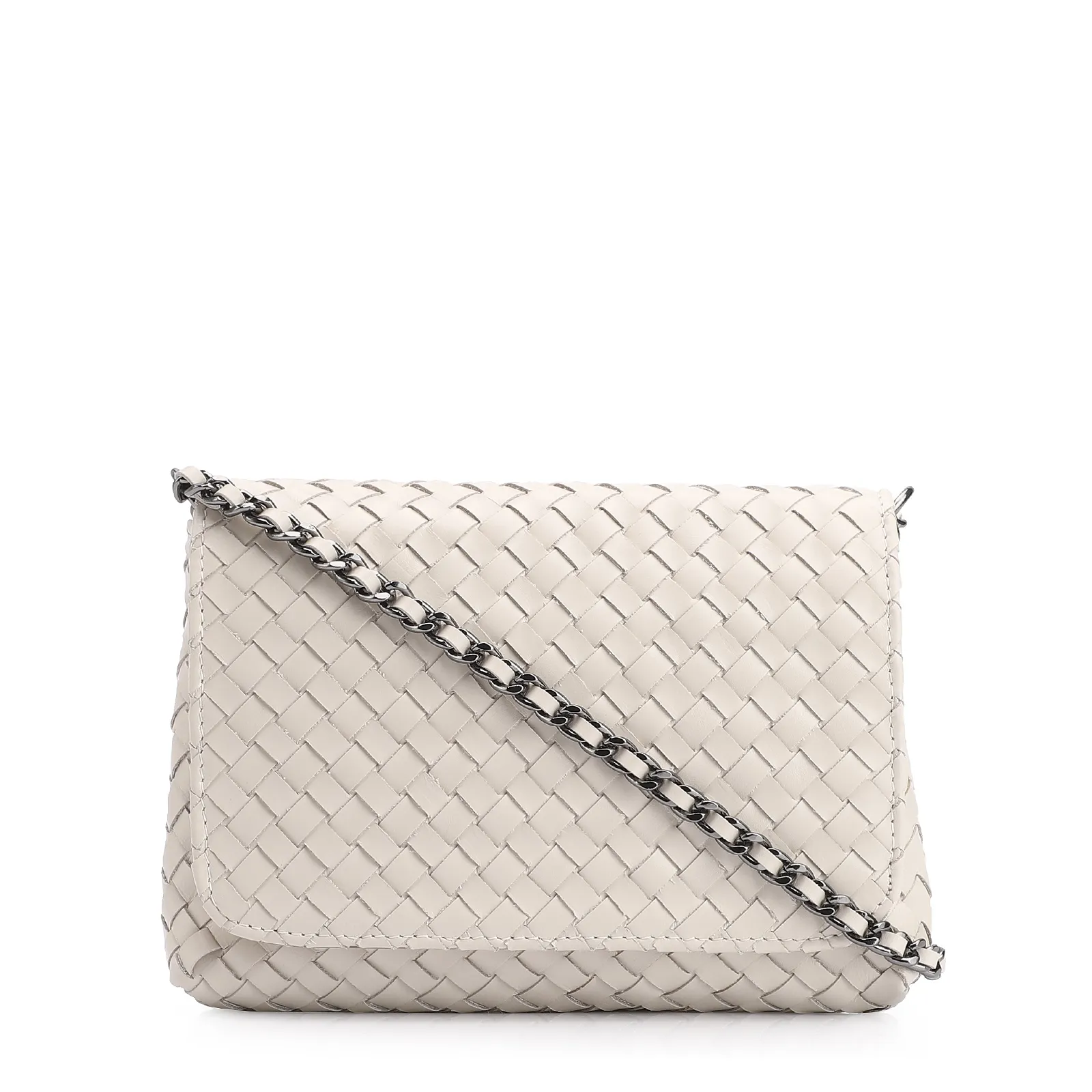 Bolsa Transversal Tressê Couro Off White