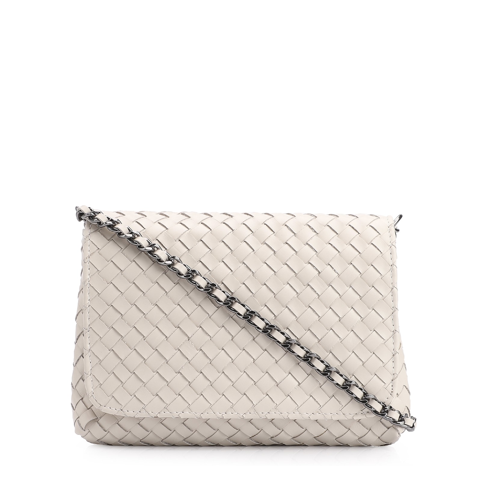 Bolsa Transversal Tressê Couro Off White