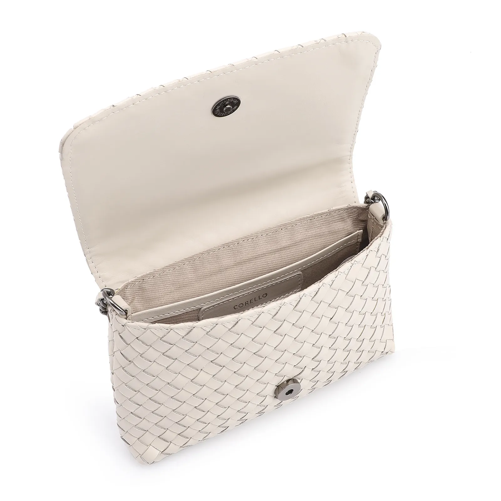 Bolsa Transversal Tressê Couro Off White