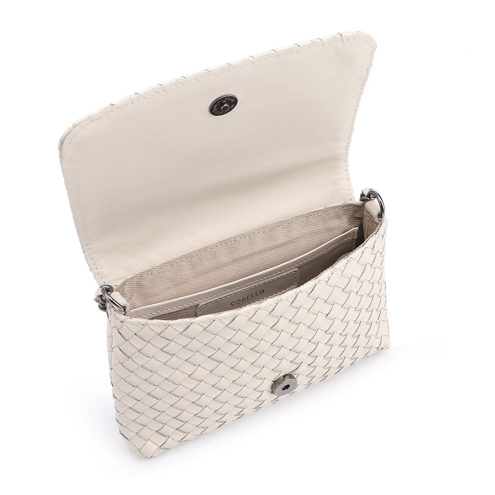 Bolsa Transversal Tressê Couro Off White