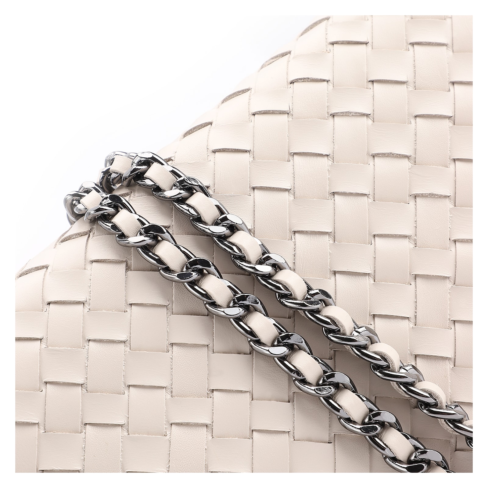 Bolsa Transversal Tressê Couro Off White
