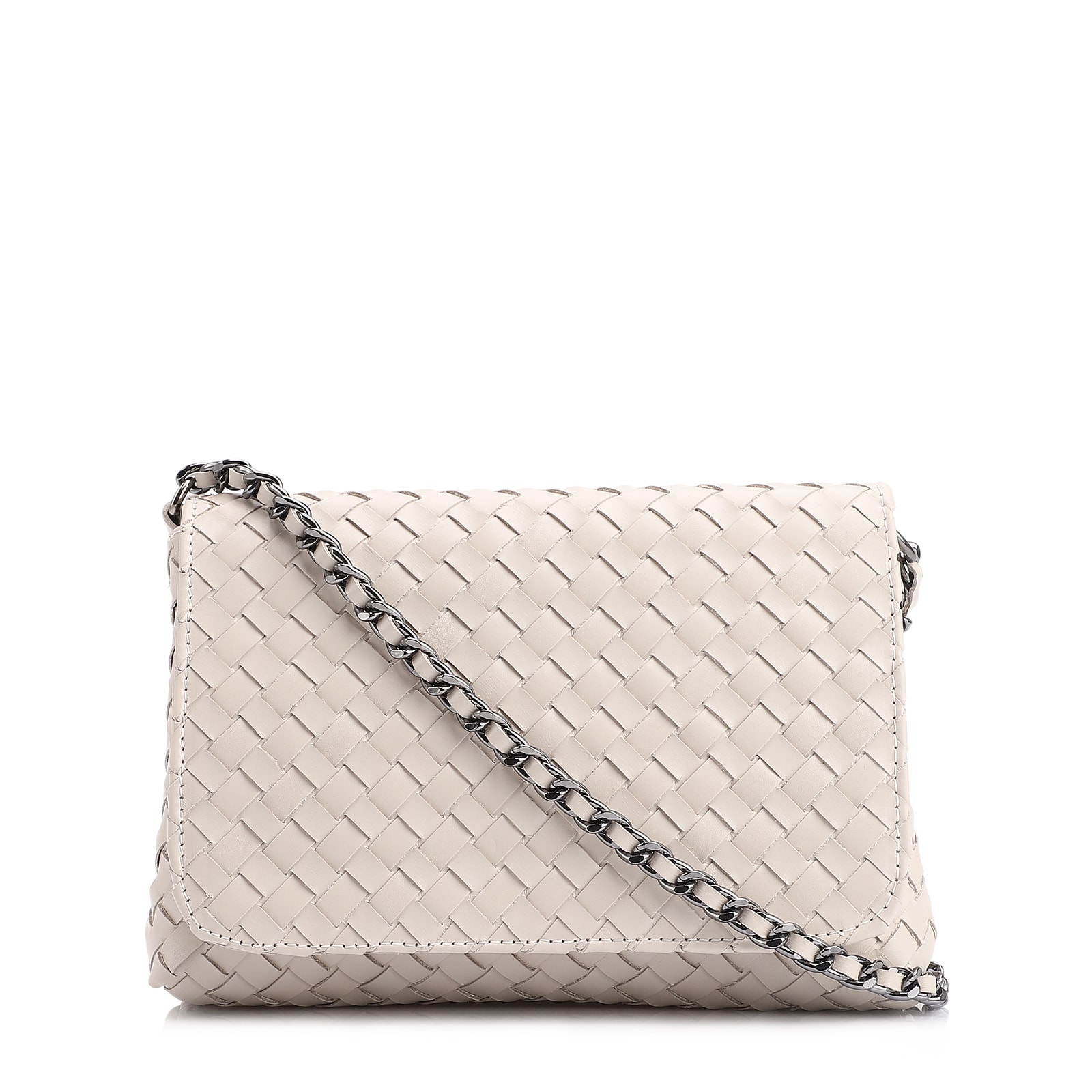 Bolsa Transversal Tressê Couro Off White