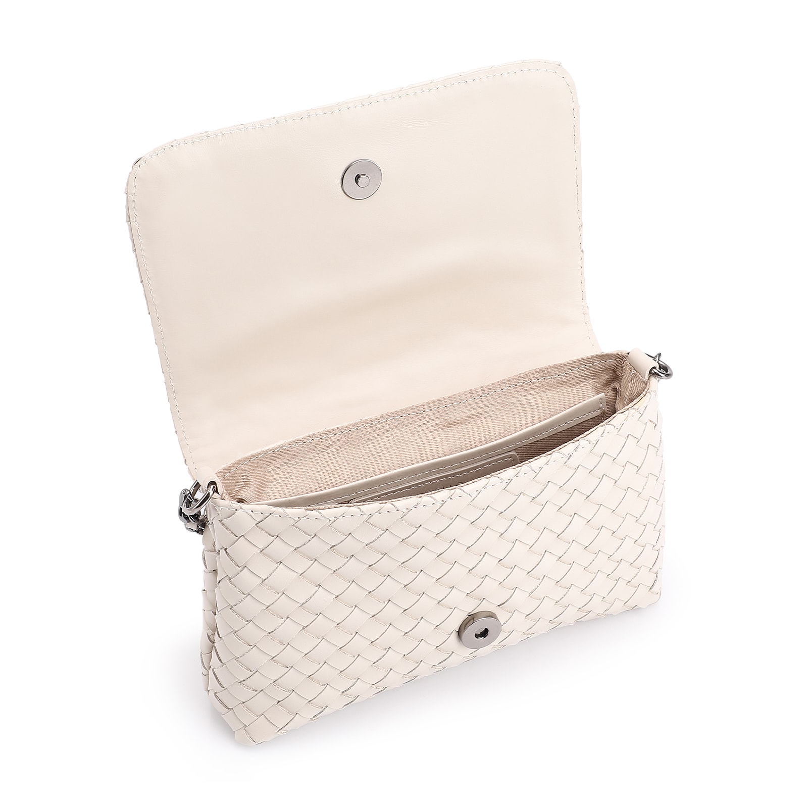 Bolsa Transversal Tressê Couro Off White
