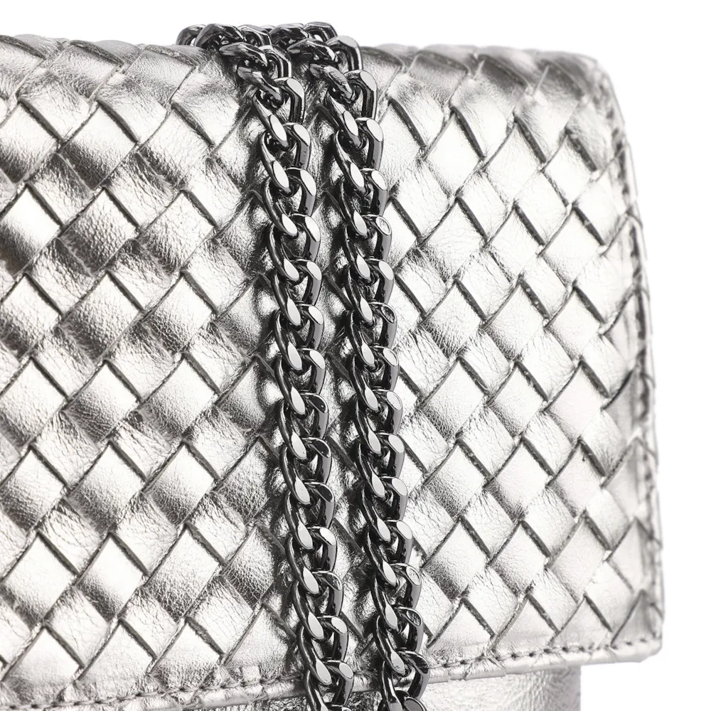 Bolsa Transversal Tressê Couro Prata - imagem 5
