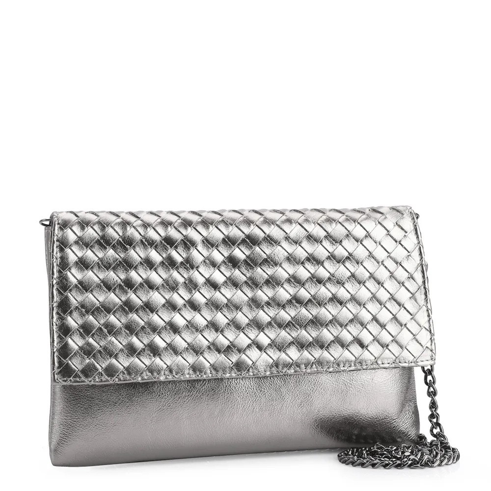 Bolsa Transversal Tressê Couro Prata - imagem 2
