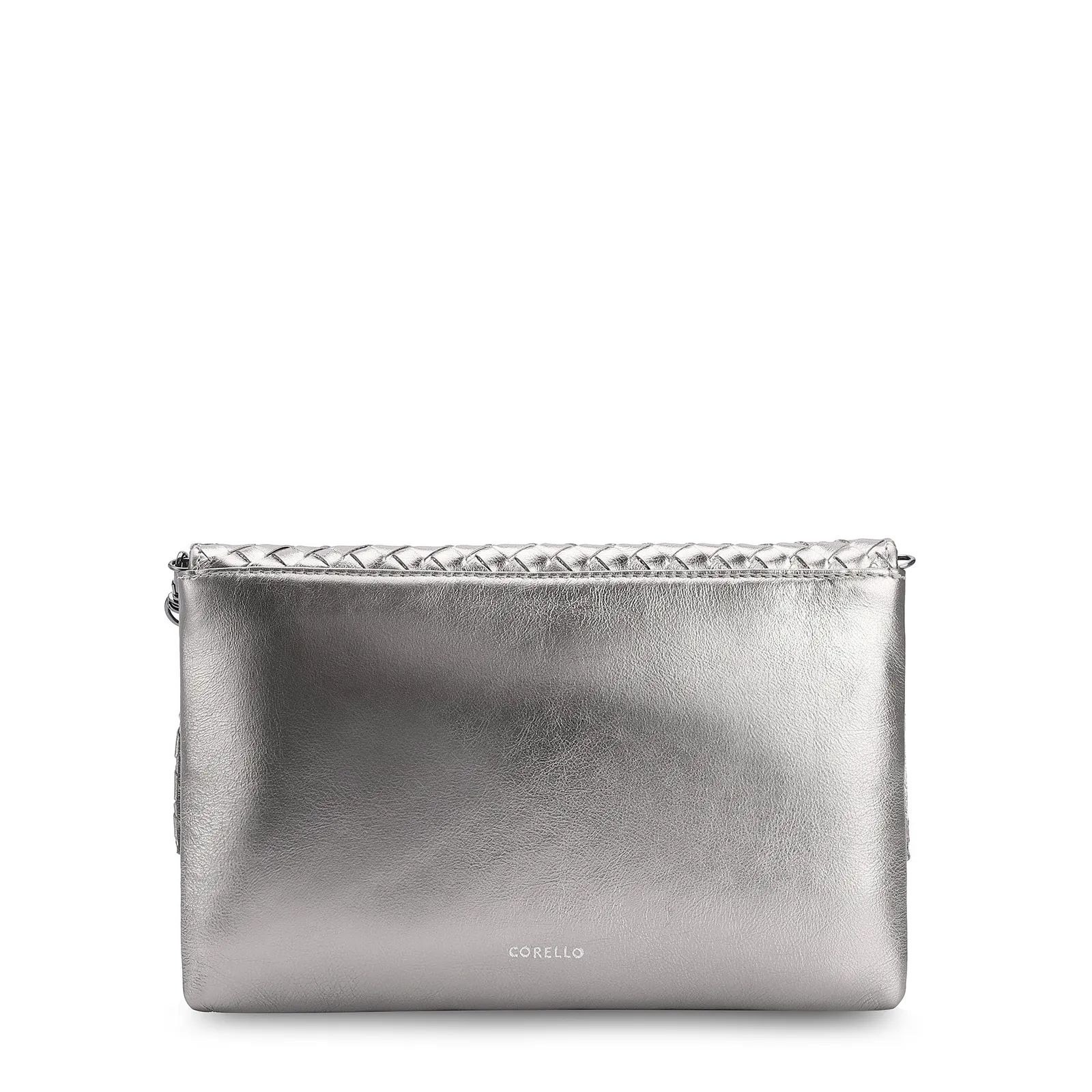 Bolsa Transversal Tressê Couro Prata