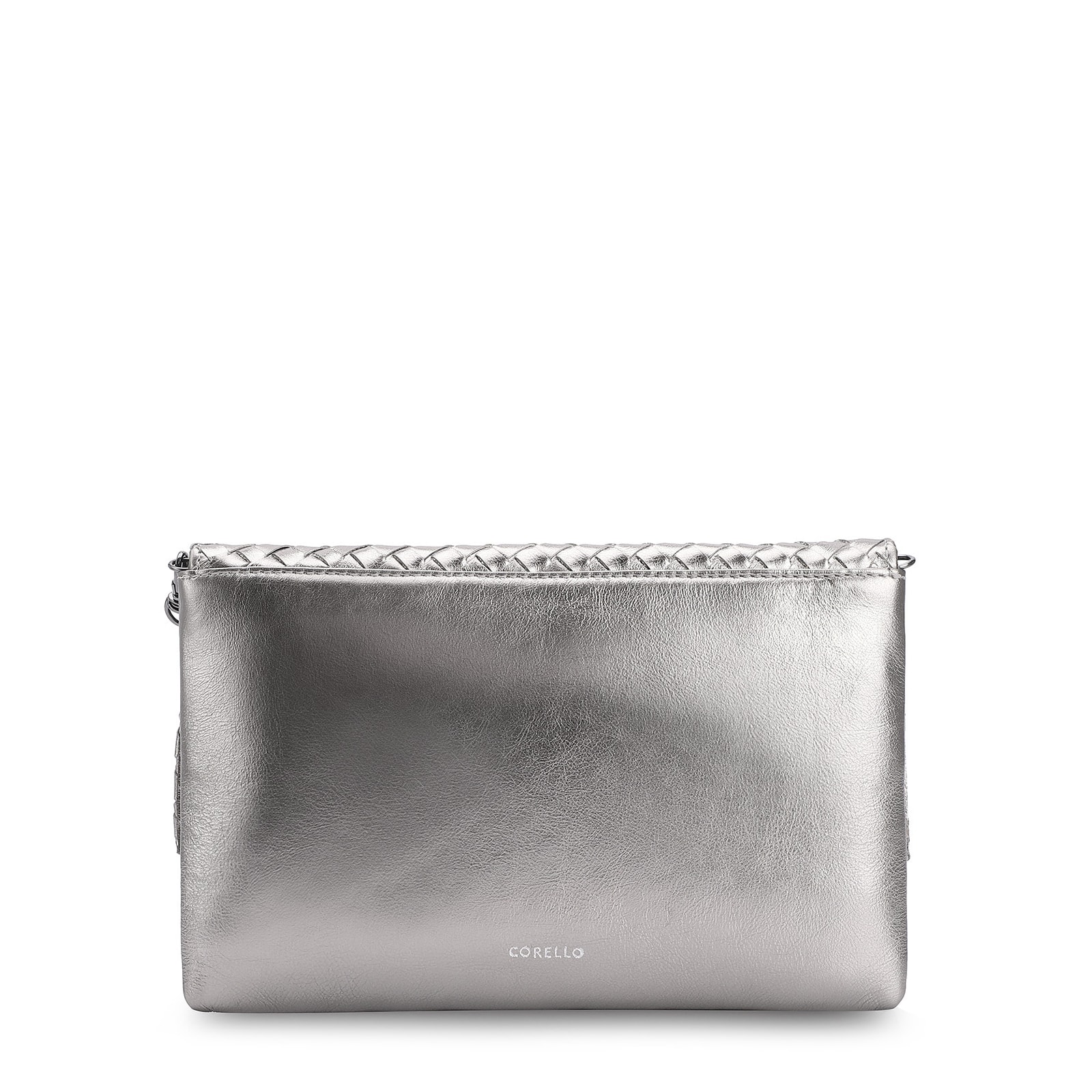 Bolsa Transversal Tressê Couro Prata