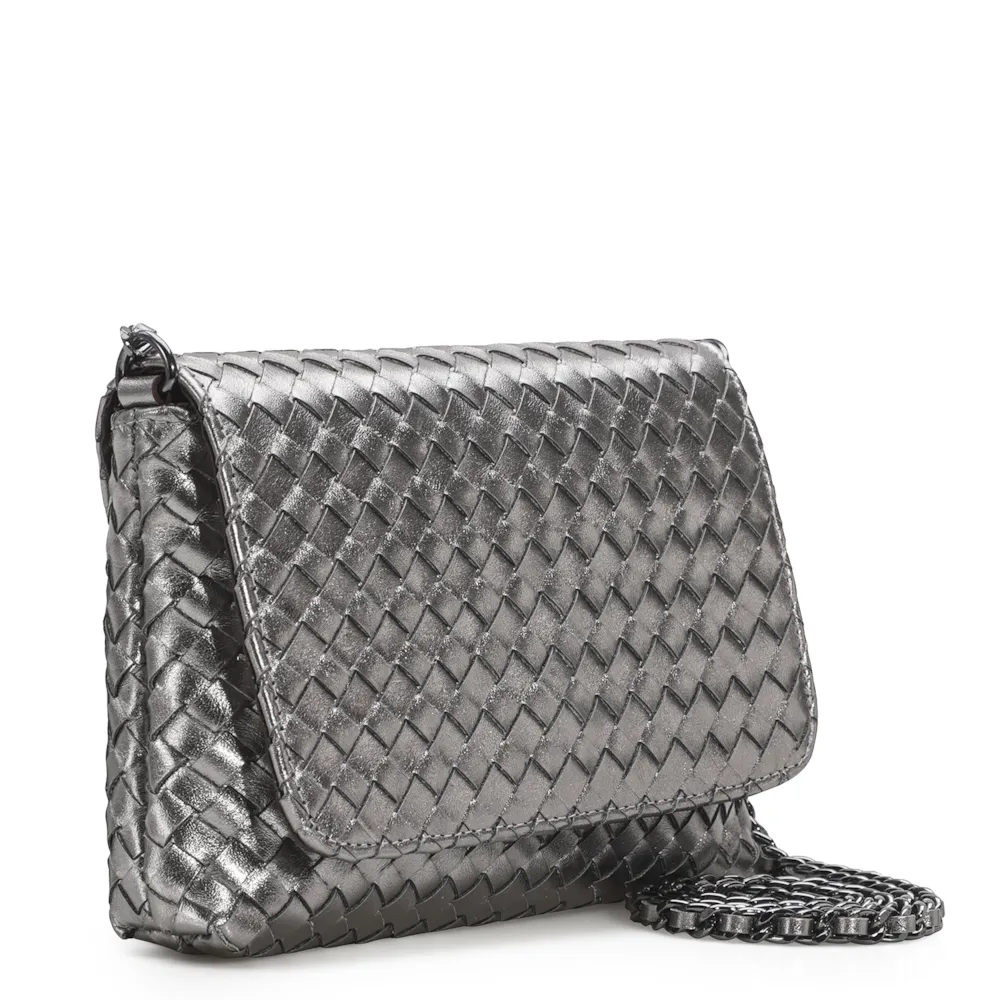 Bolsa Transversal Tressê Couro Prata - imagem 3