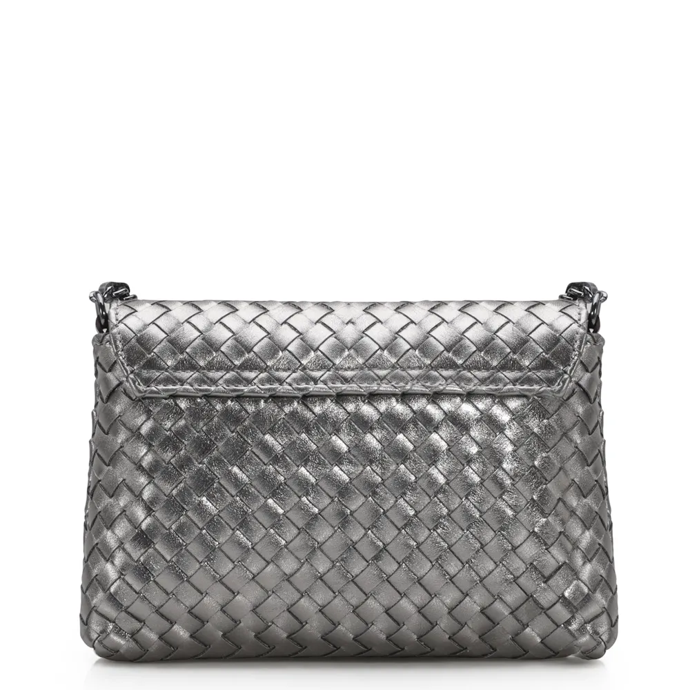 Bolsa Transversal Tressê Couro Prata - imagem 4