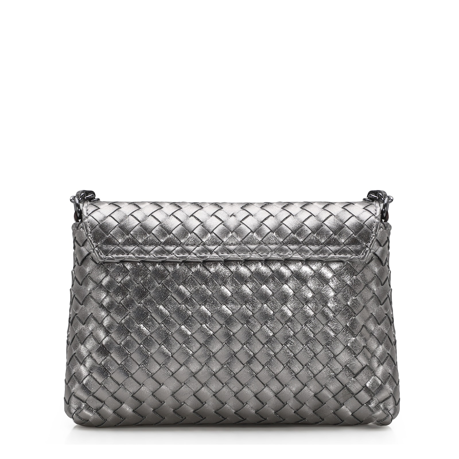 Bolsa Transversal Tressê Couro Prata
