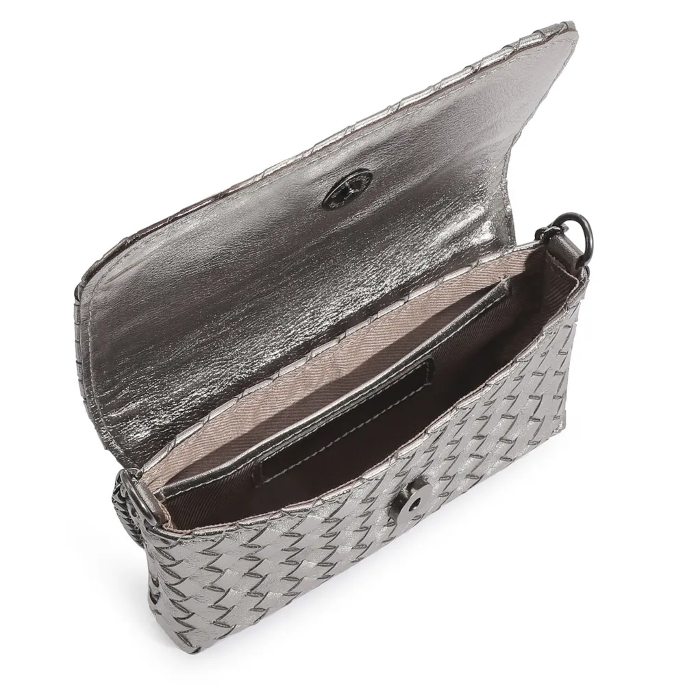 Bolsa Transversal Tressê Couro Prata - imagem 4