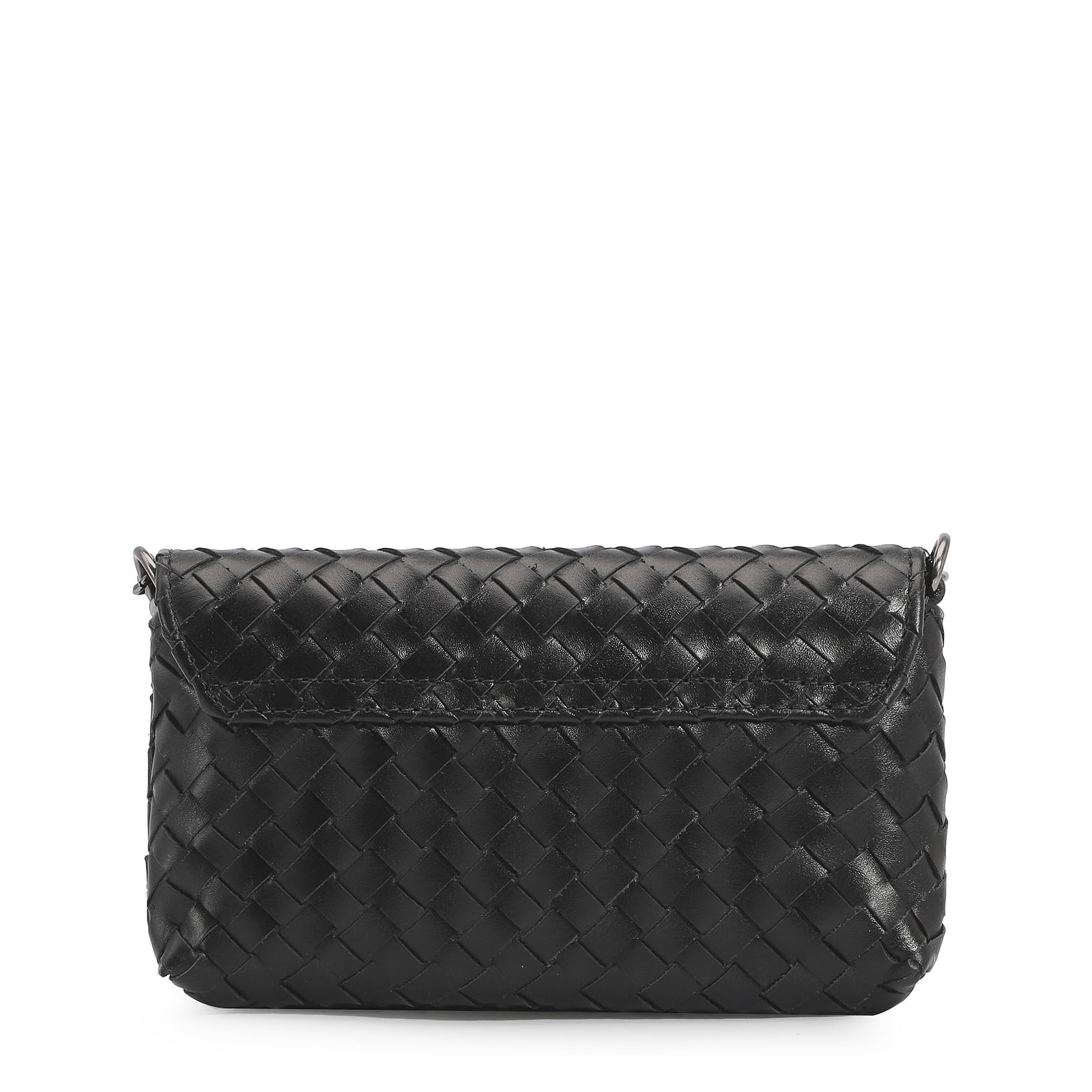 Bolsa Transversal Tressê Couro Preto