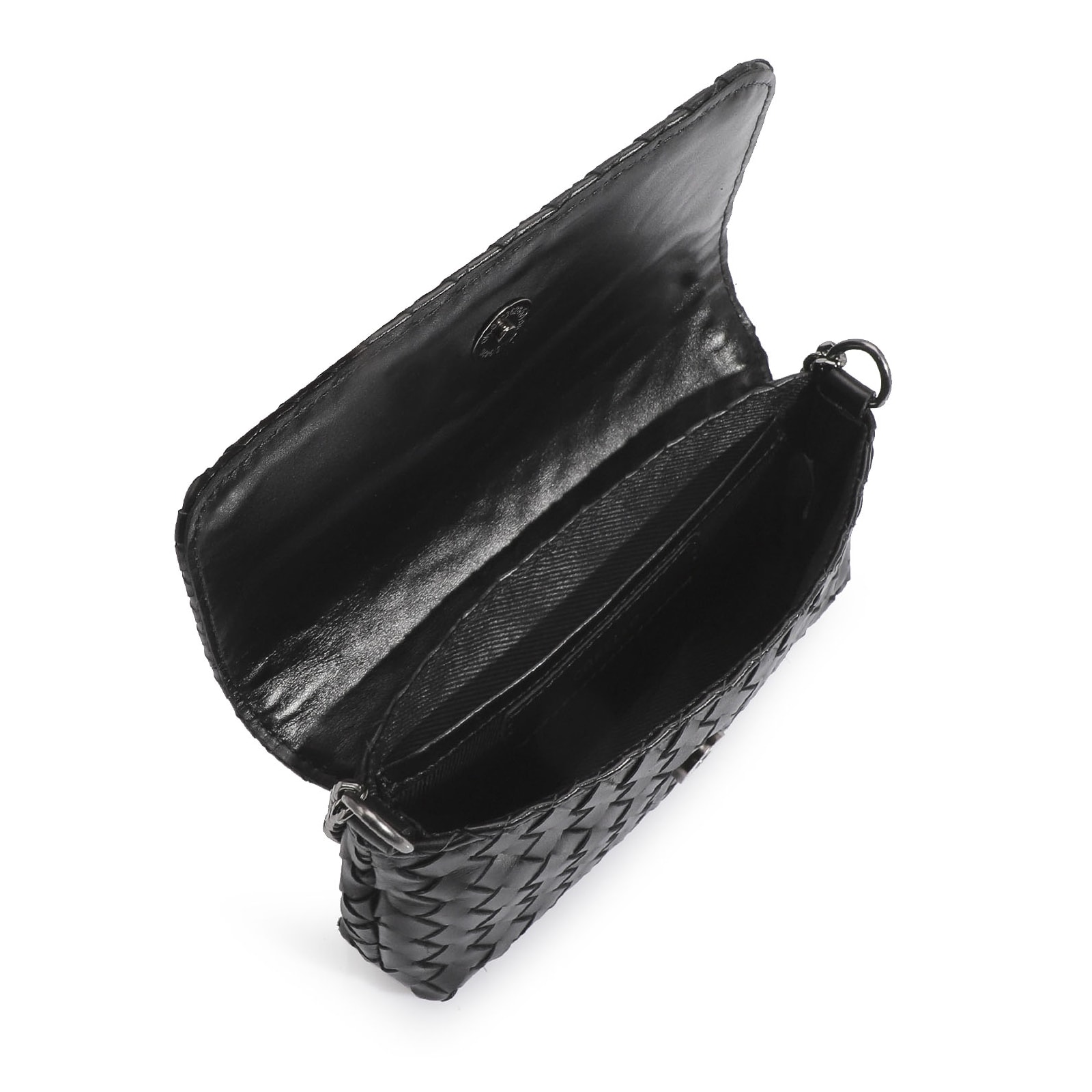 Bolsa Transversal Tressê Couro Preto