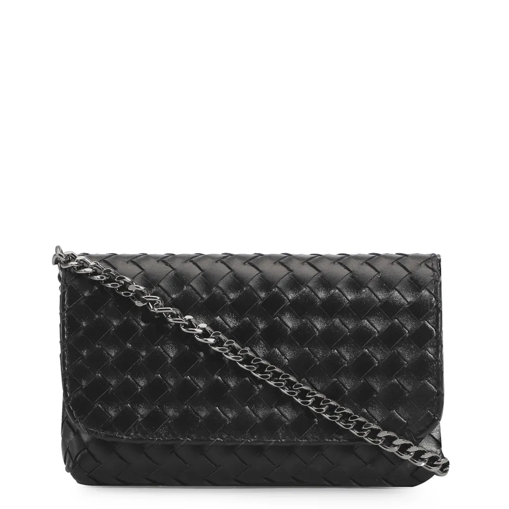 Bolsa Transversal Tressê Couro Preto