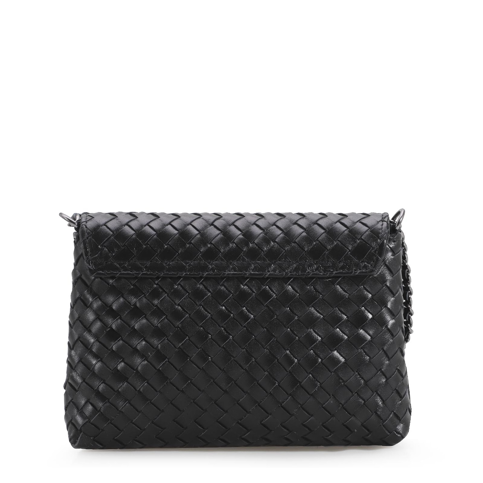 Bolsa Transversal Tressê Couro Preto
