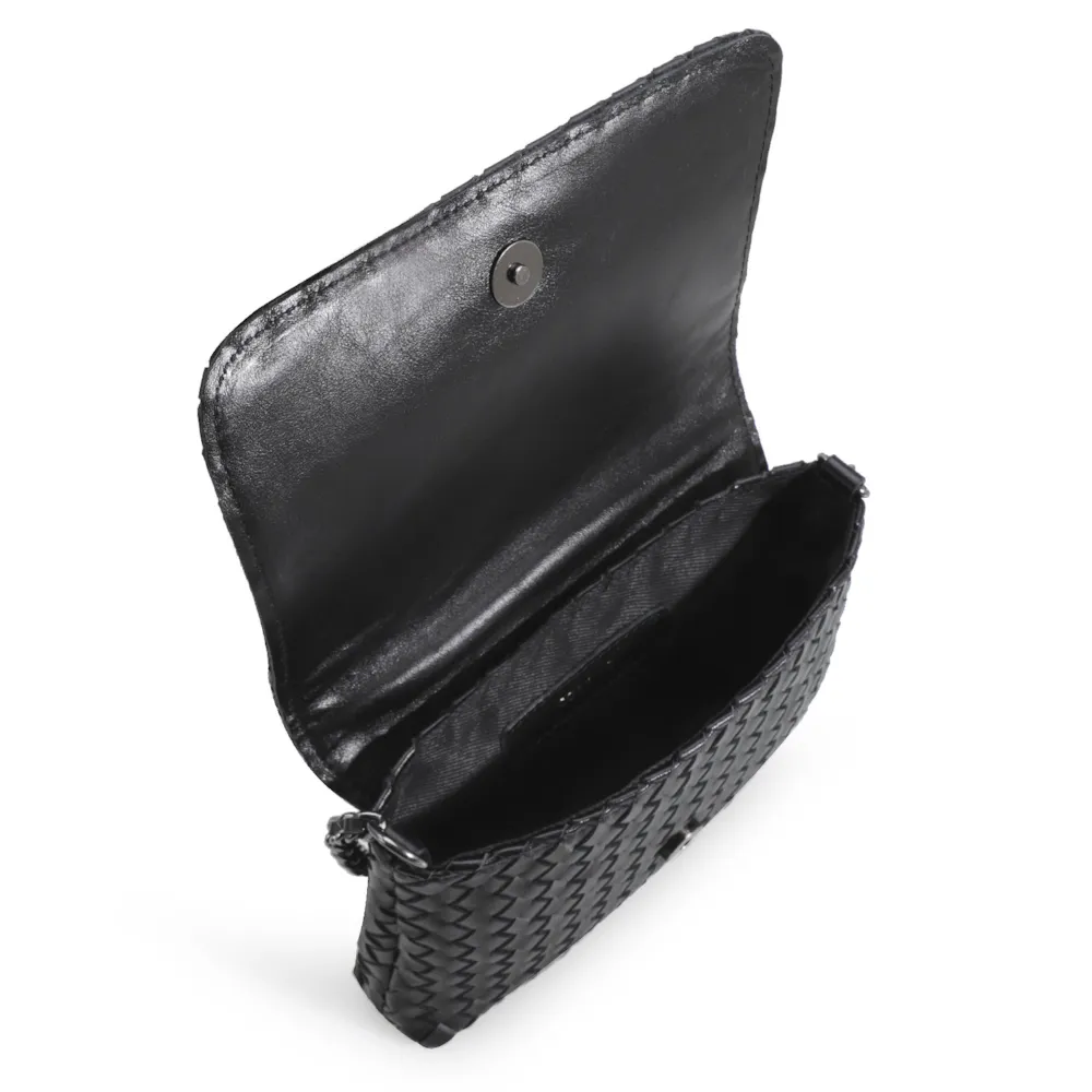 Bolsa Transversal Tressê Couro Preto - imagem 5