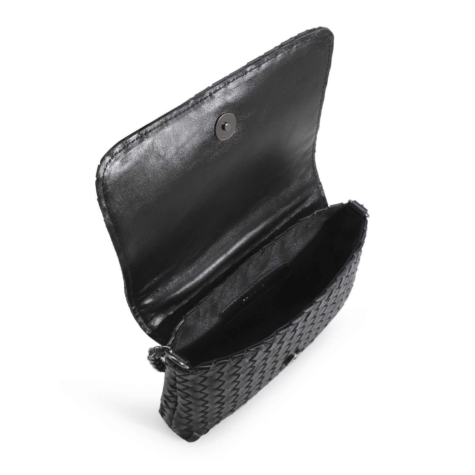 Bolsa Transversal Tressê Couro Preto
