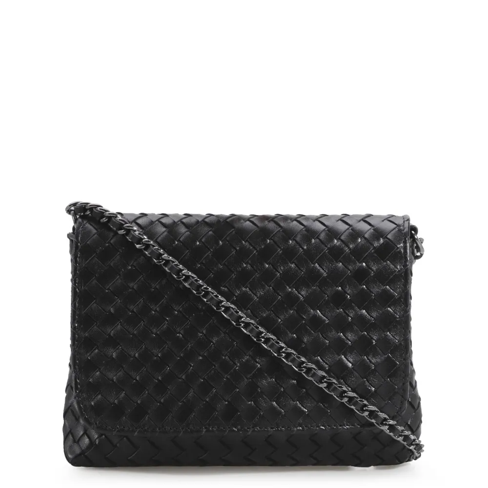 Bolsa Transversal Tressê Couro Preto