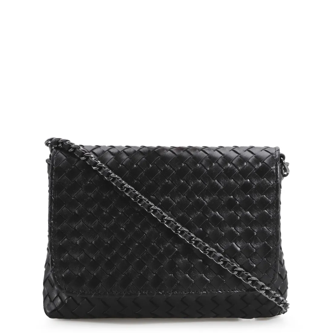 Bolsa Transversal Tressê Couro Preto