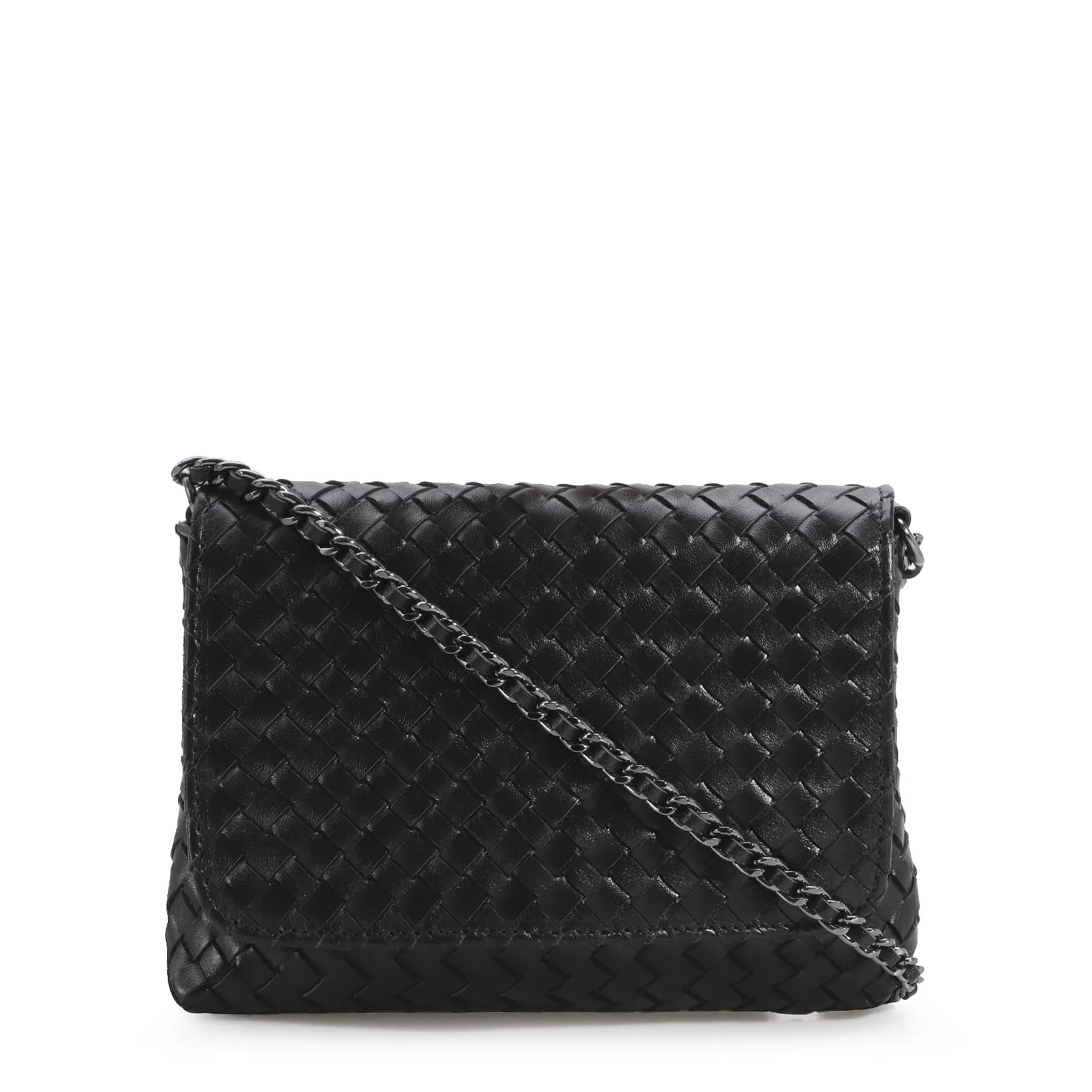 Bolsa Transversal Tressê Couro Preto