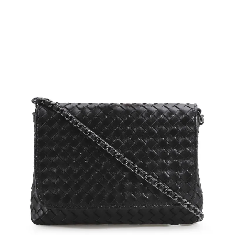 Bolsa Transversal Tressê Couro Preto