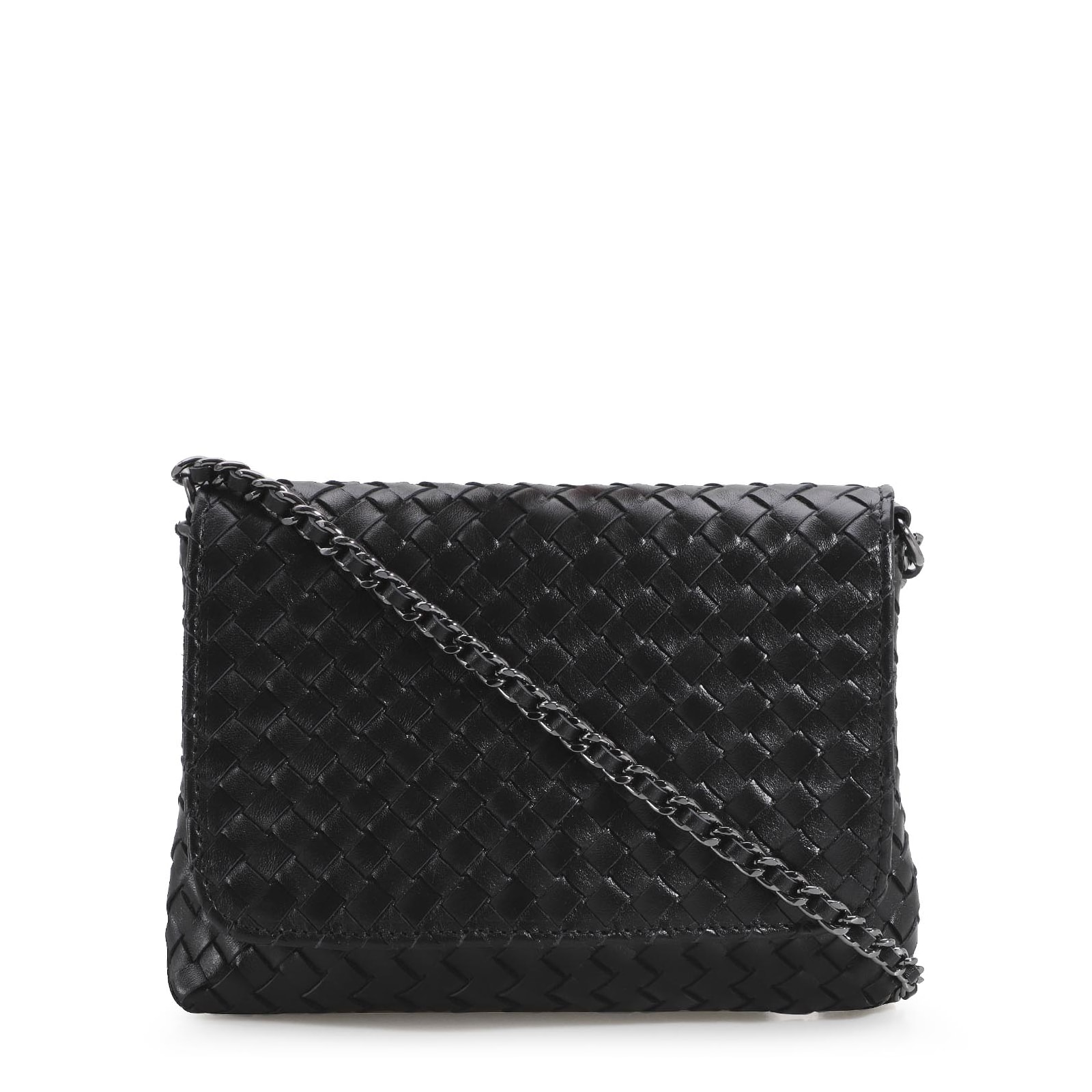 Bolsa Transversal Tressê Couro Preto