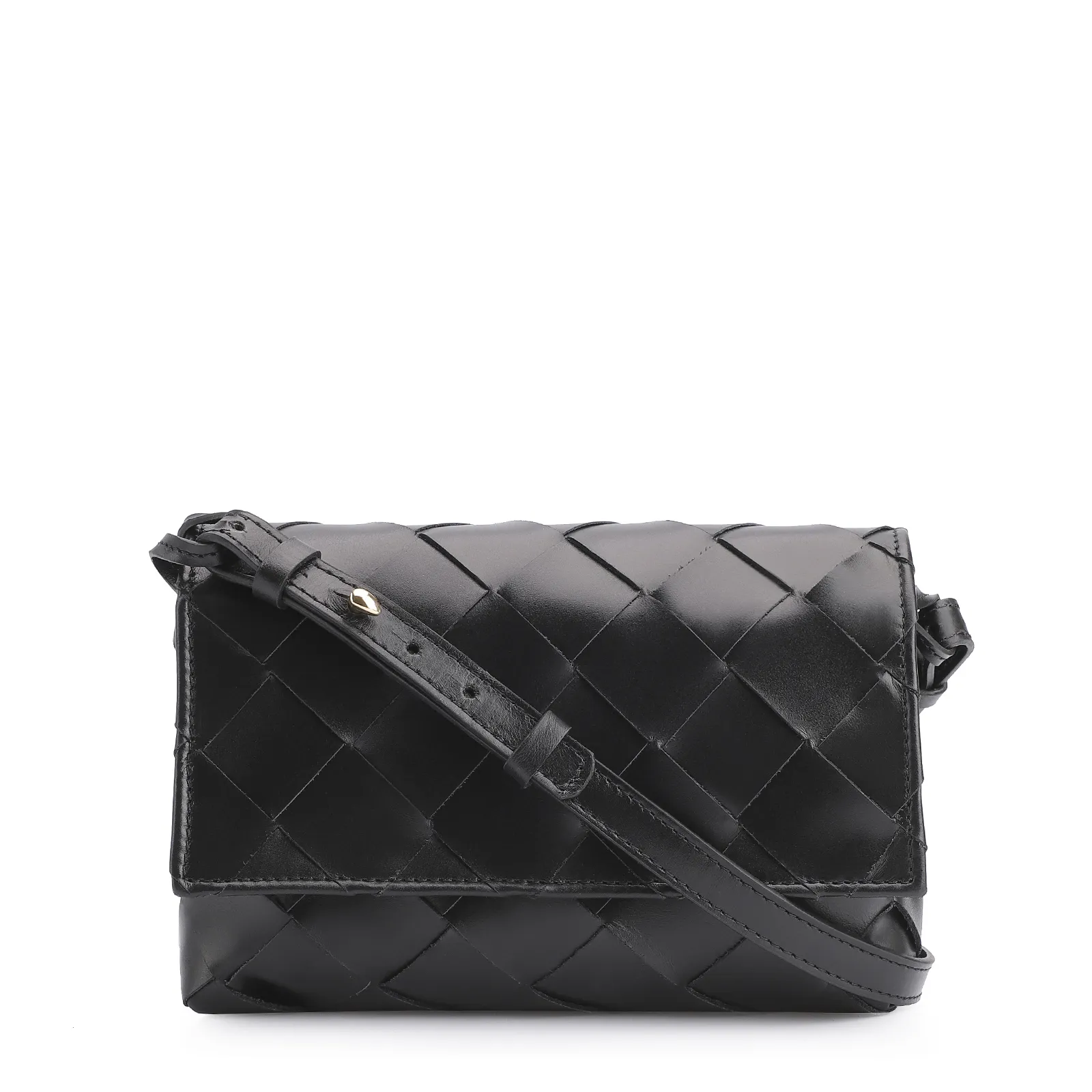 Bolsa Transversal Tressê Couro Preto