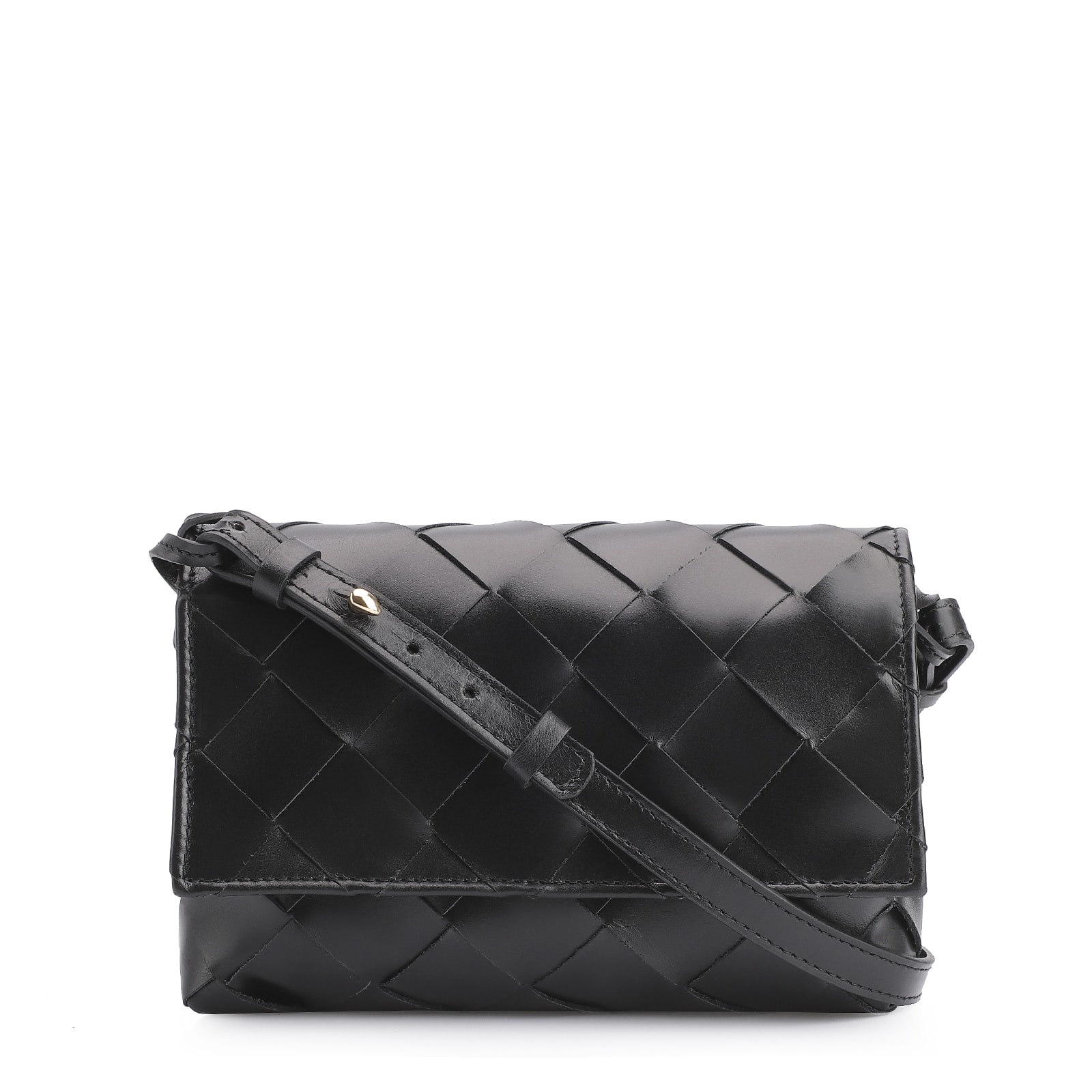 Bolsa Transversal Tressê Couro Preto