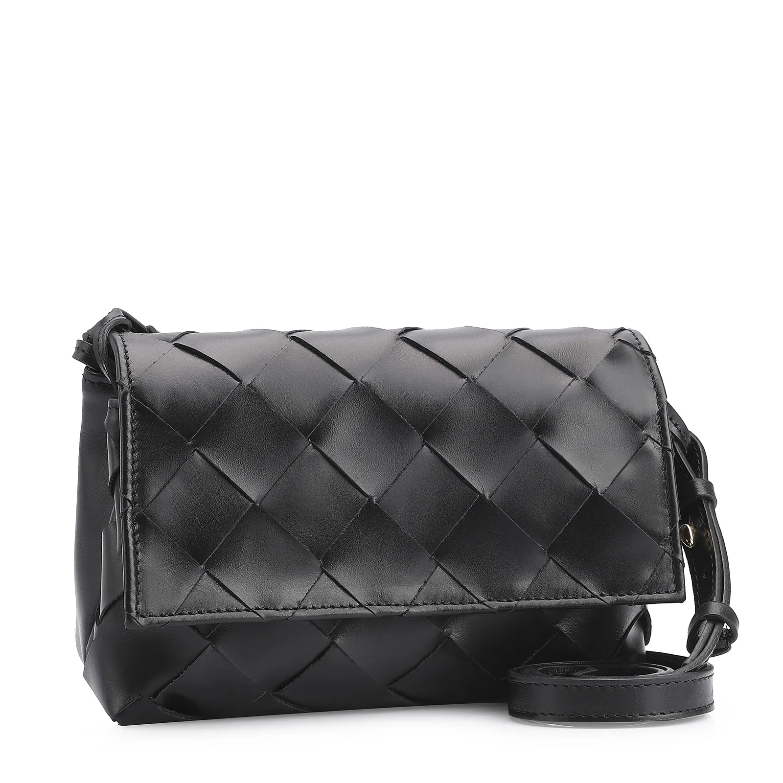 Bolsa Transversal Tressê Couro Preto
