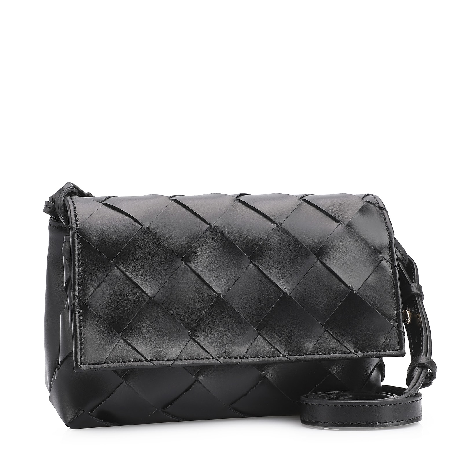 Bolsa Transversal Tressê Couro Preto