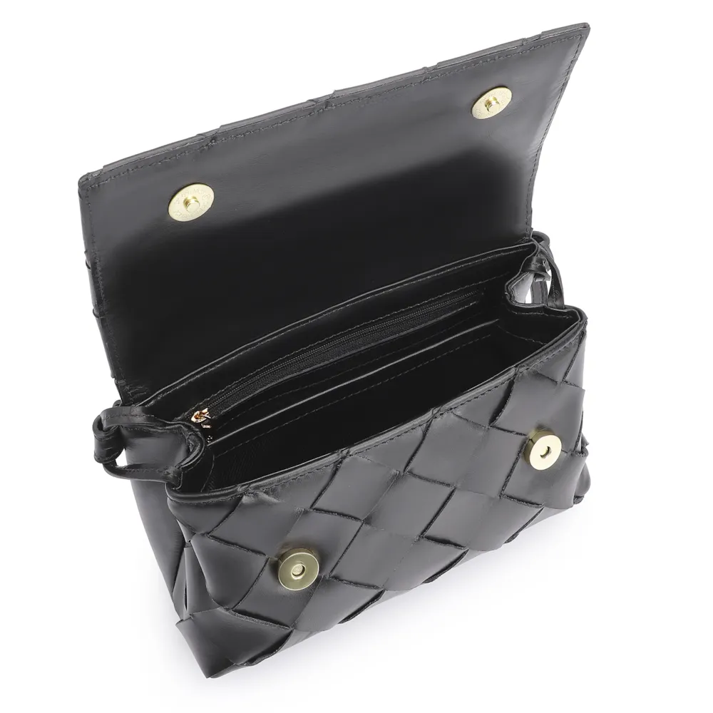 Bolsa Transversal Tressê Couro Preto - imagem 5