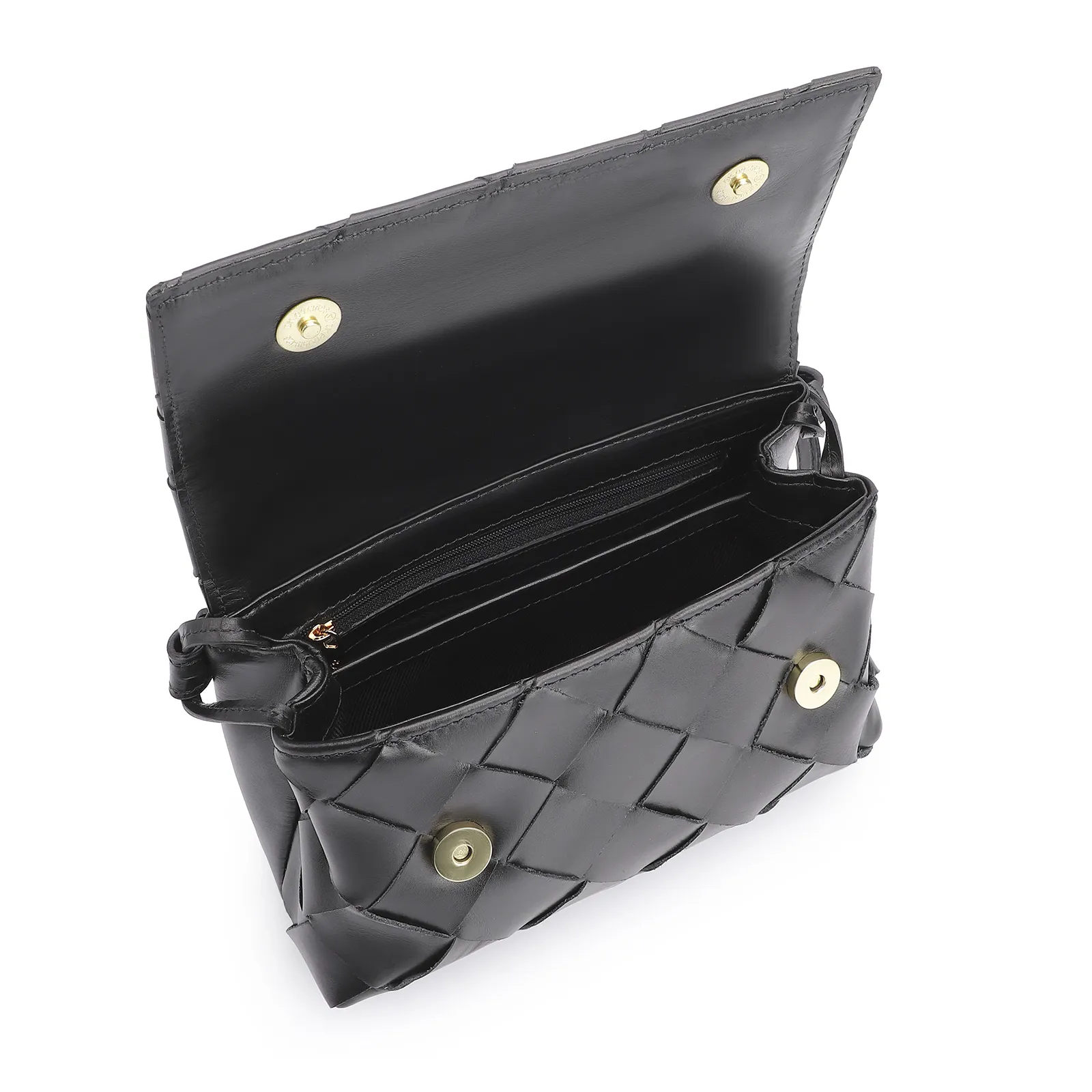 Bolsa Transversal Tressê Couro Preto