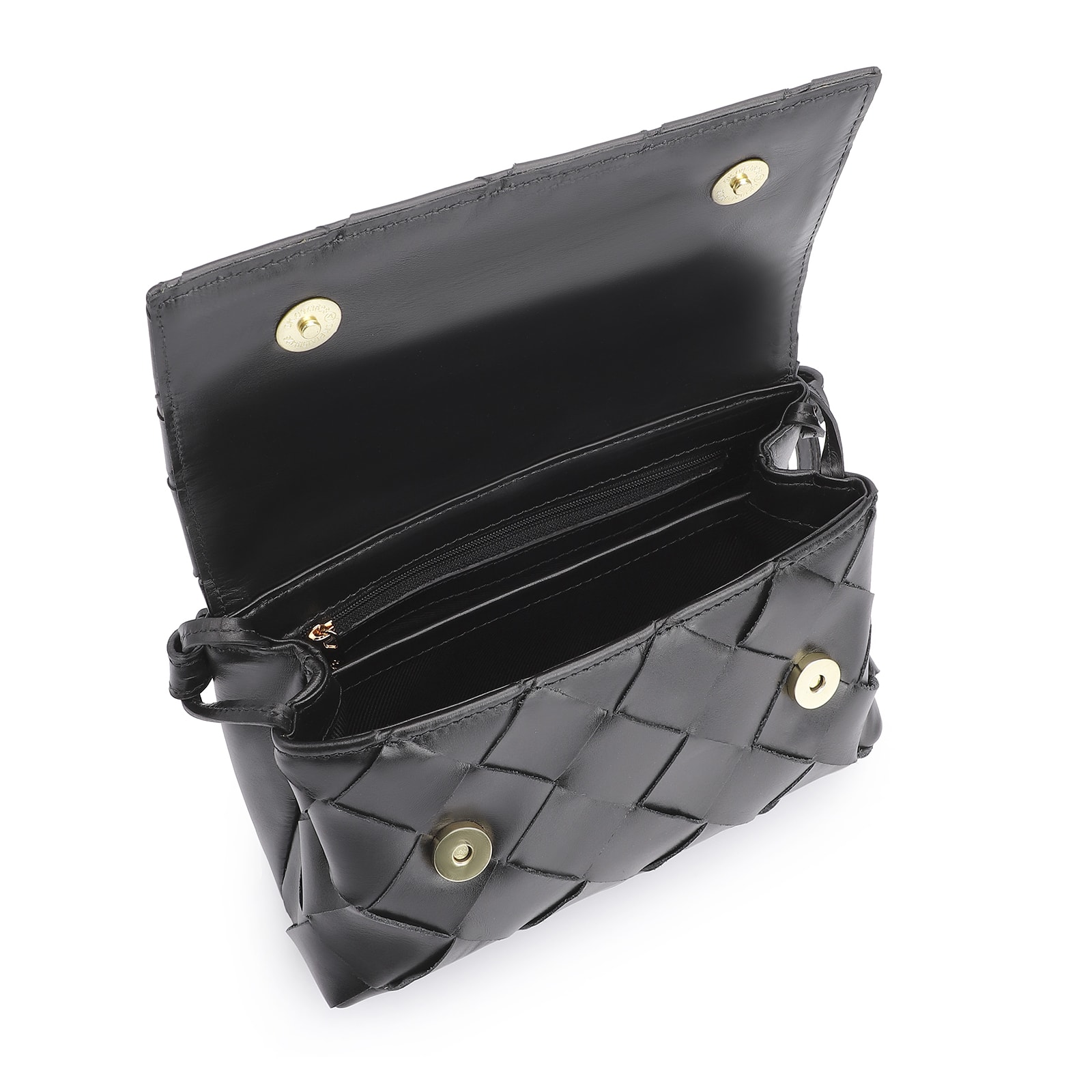 Bolsa Transversal Tressê Couro Preto