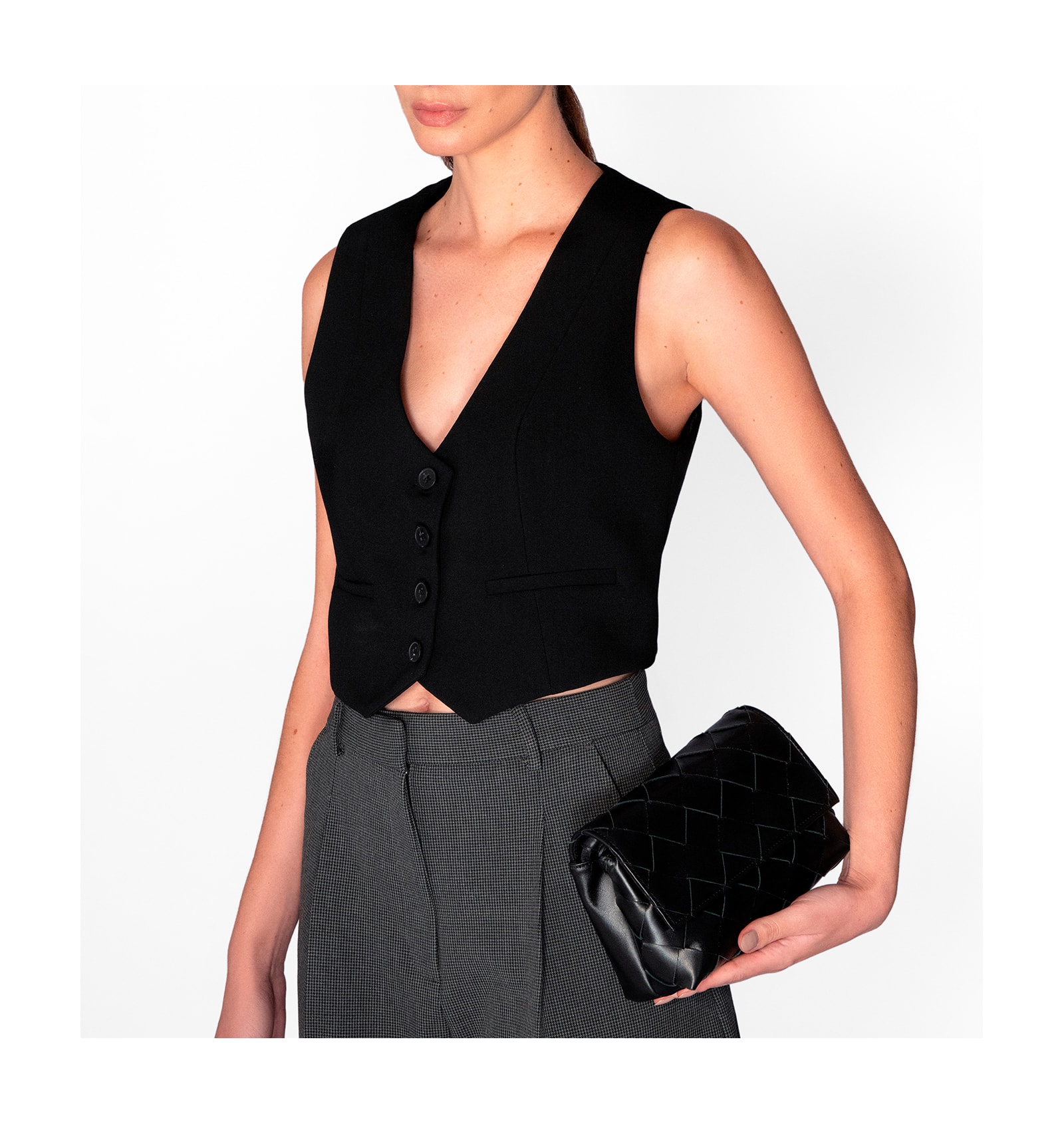 Bolsa Transversal Tressê Couro Preto