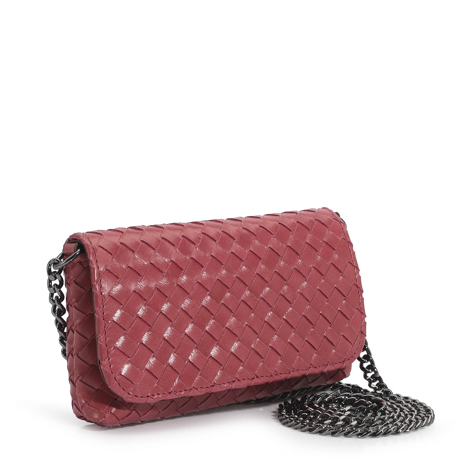 Bolsa Transversal Tressê Couro Rosa