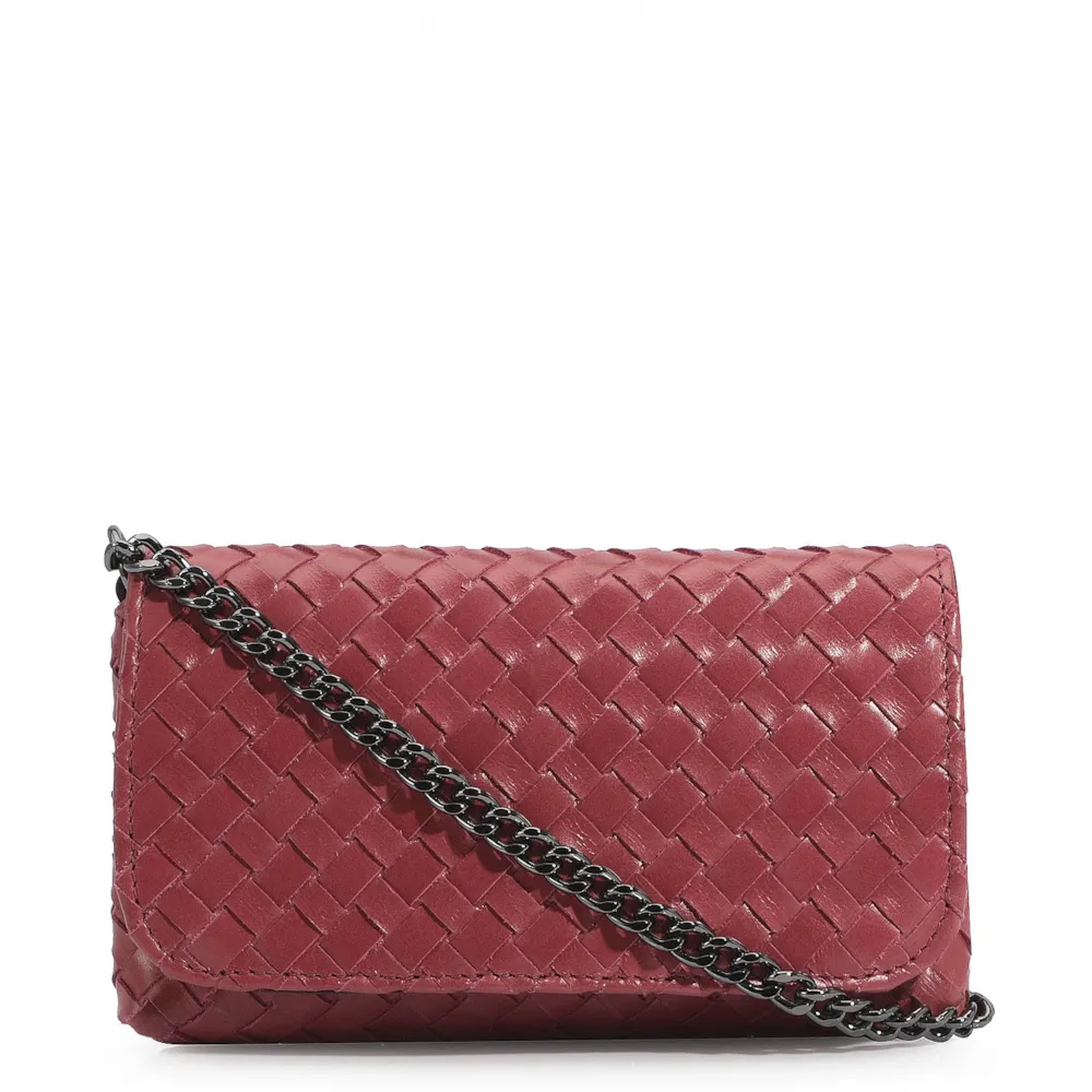 Bolsa Transversal Tressê Couro Rosa