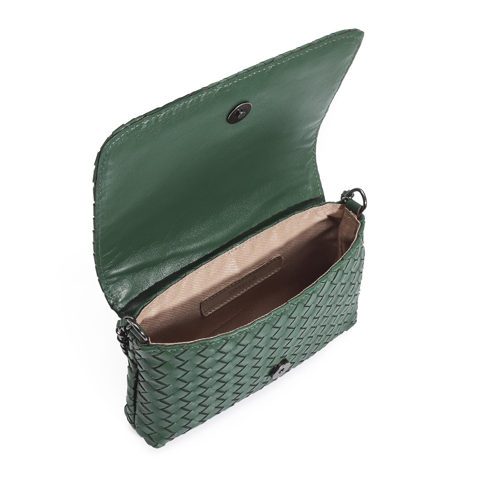 Bolsa Transversal Tressê Couro Verde