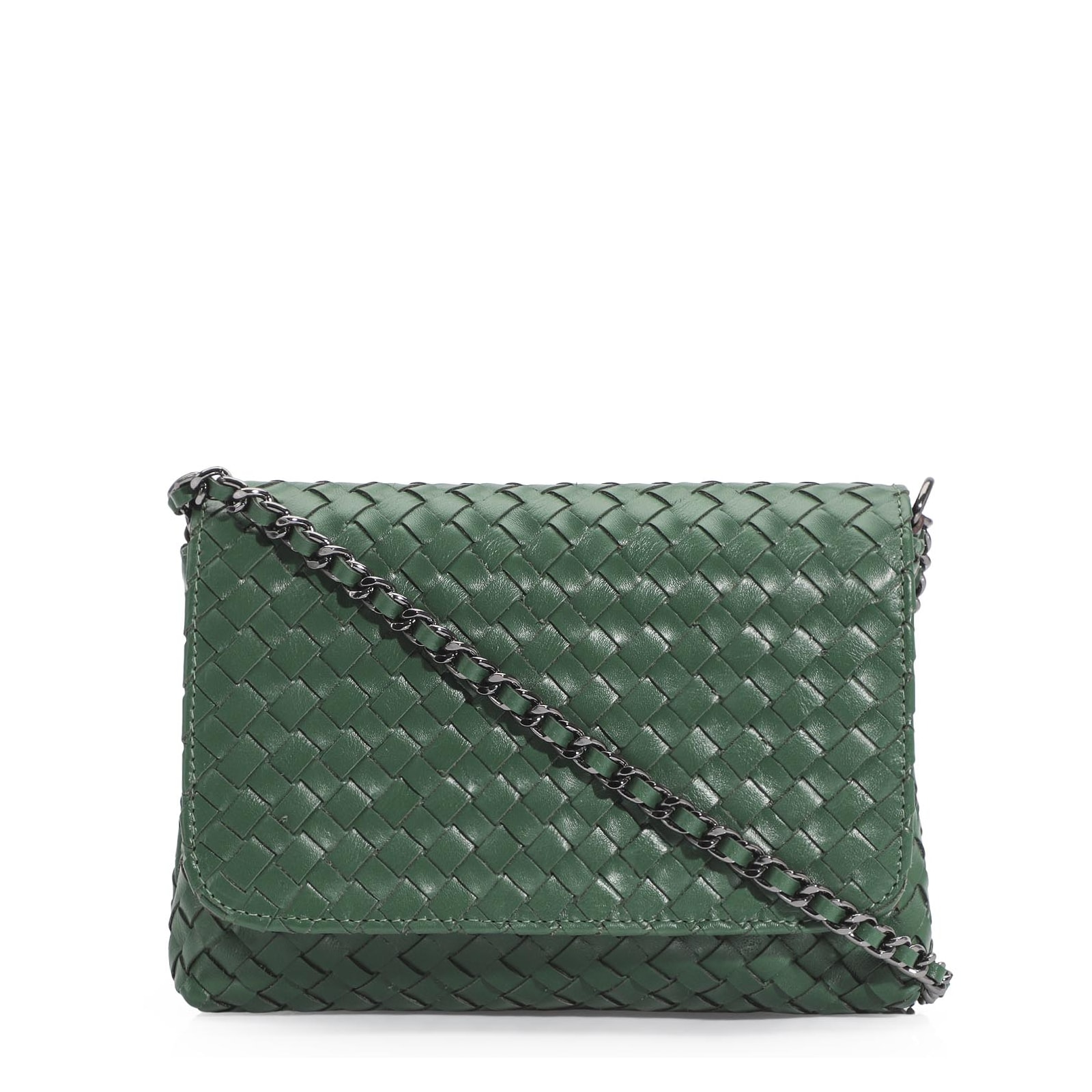 Bolsa Transversal Tressê Couro Verde
