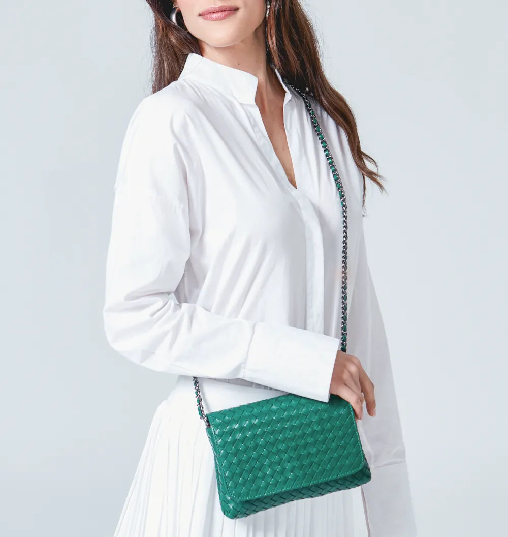 Bolsa Transversal Tressê Couro Verde - imagem 2
