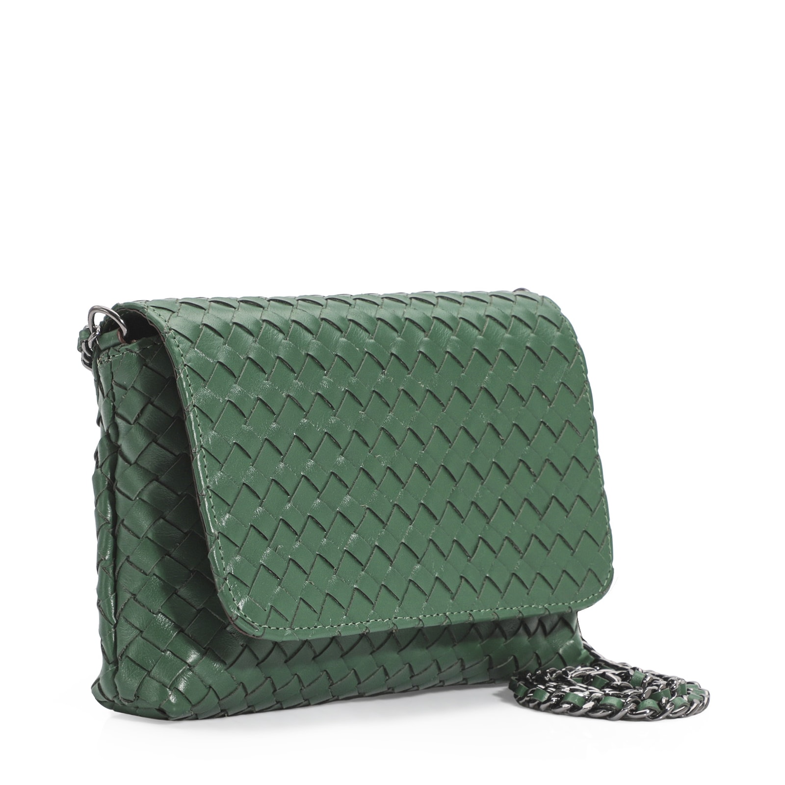 Bolsa Transversal Tressê Couro Verde