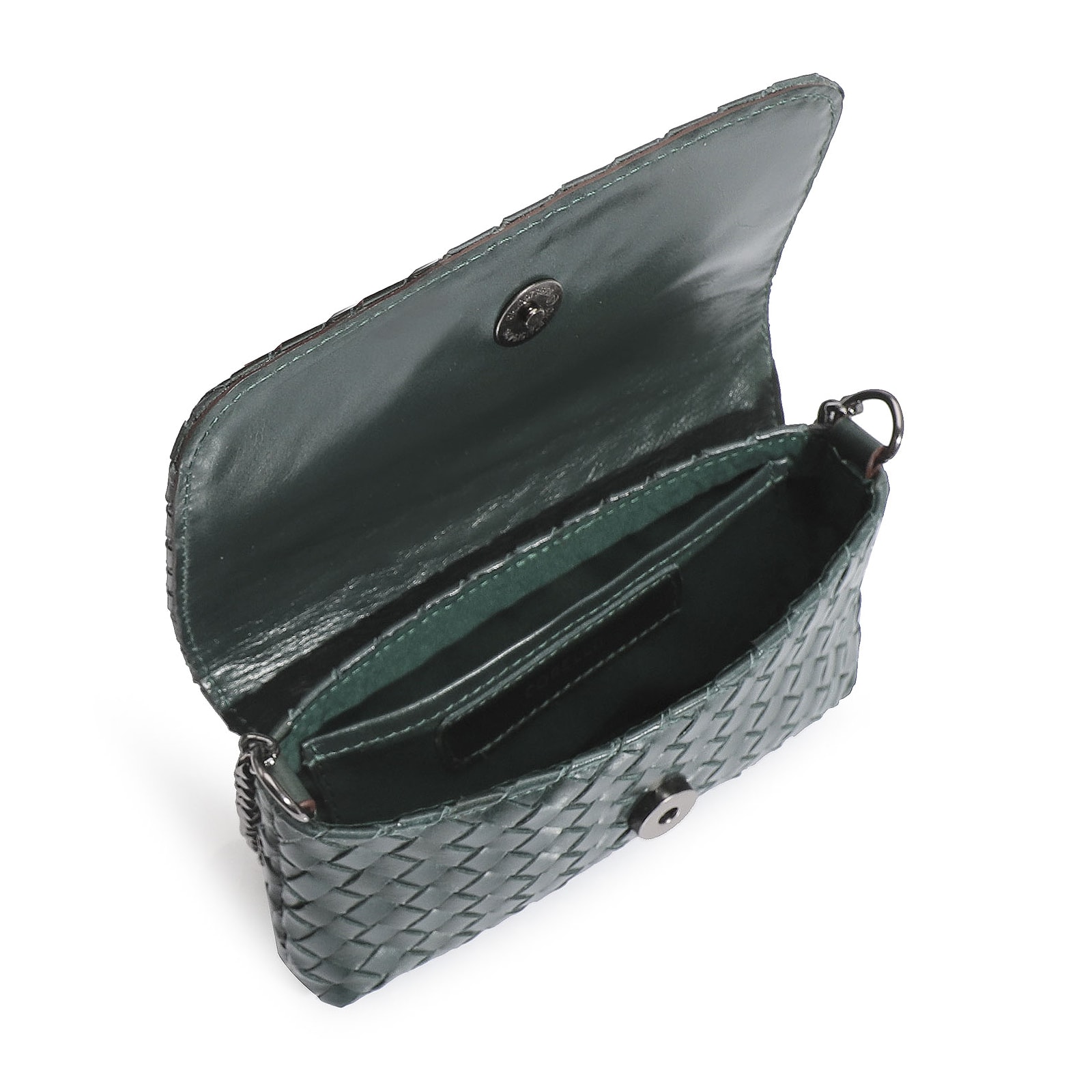 Bolsa Transversal Tressê Couro Verde