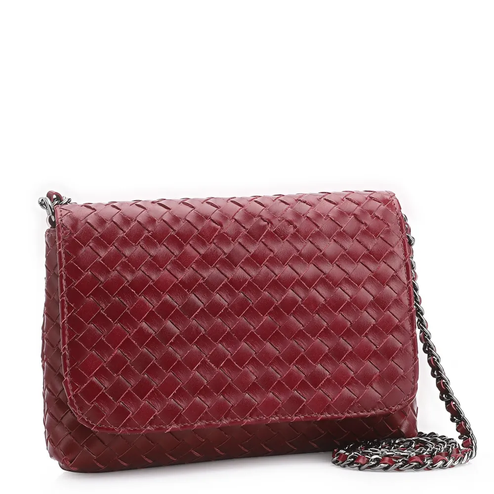 Bolsa Transversal Tressê Couro Vermelho Cereja - imagem 2