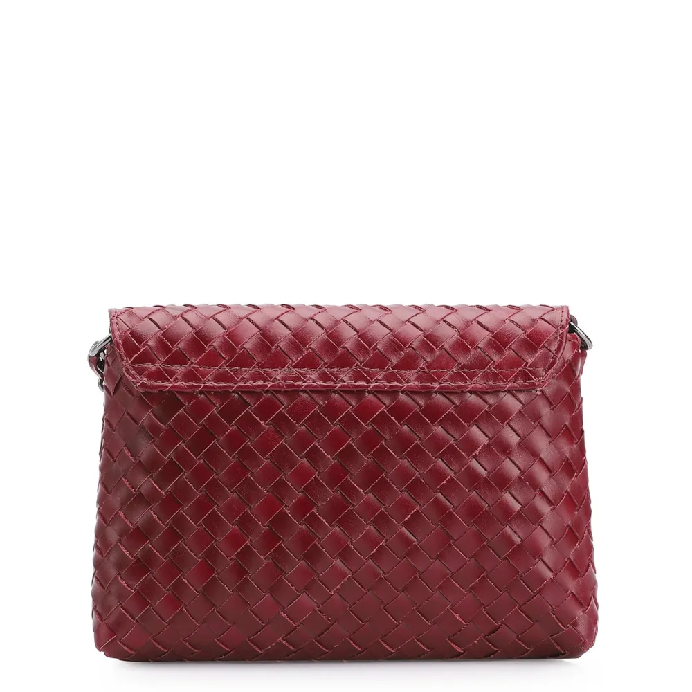 Bolsa Transversal Tressê Couro Vermelho Cereja - imagem 3
