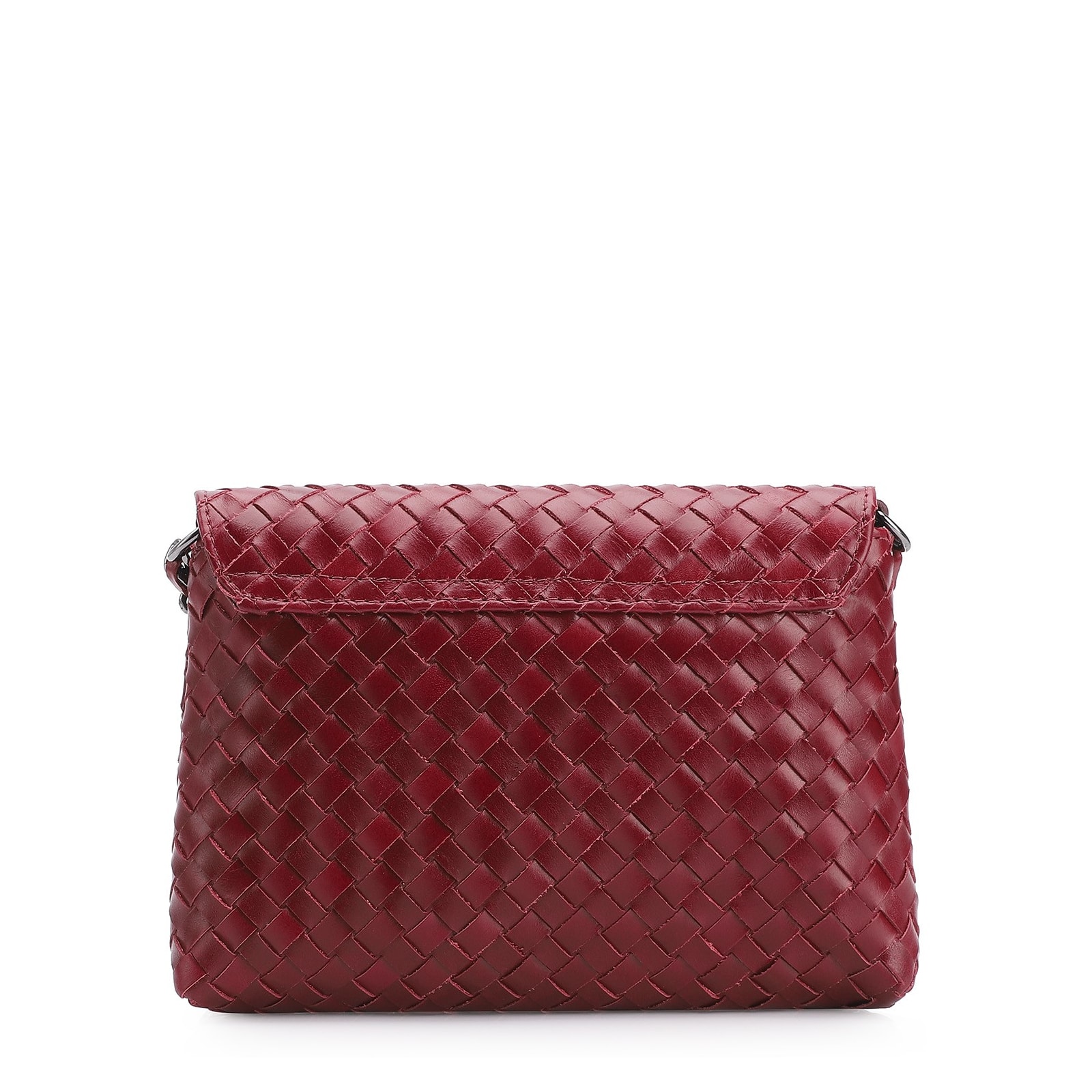 Bolsa Transversal Tressê Couro Vermelho Cereja