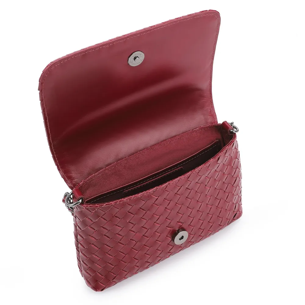 Bolsa Transversal Tressê Couro Vermelho Cereja - imagem 4
