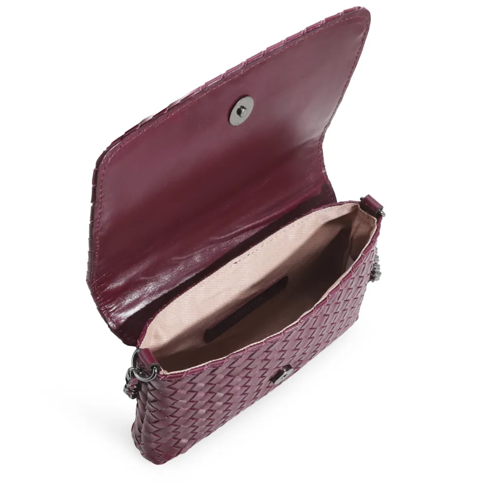 Bolsa Transversal Tressê Couro Vinho - imagem 5
