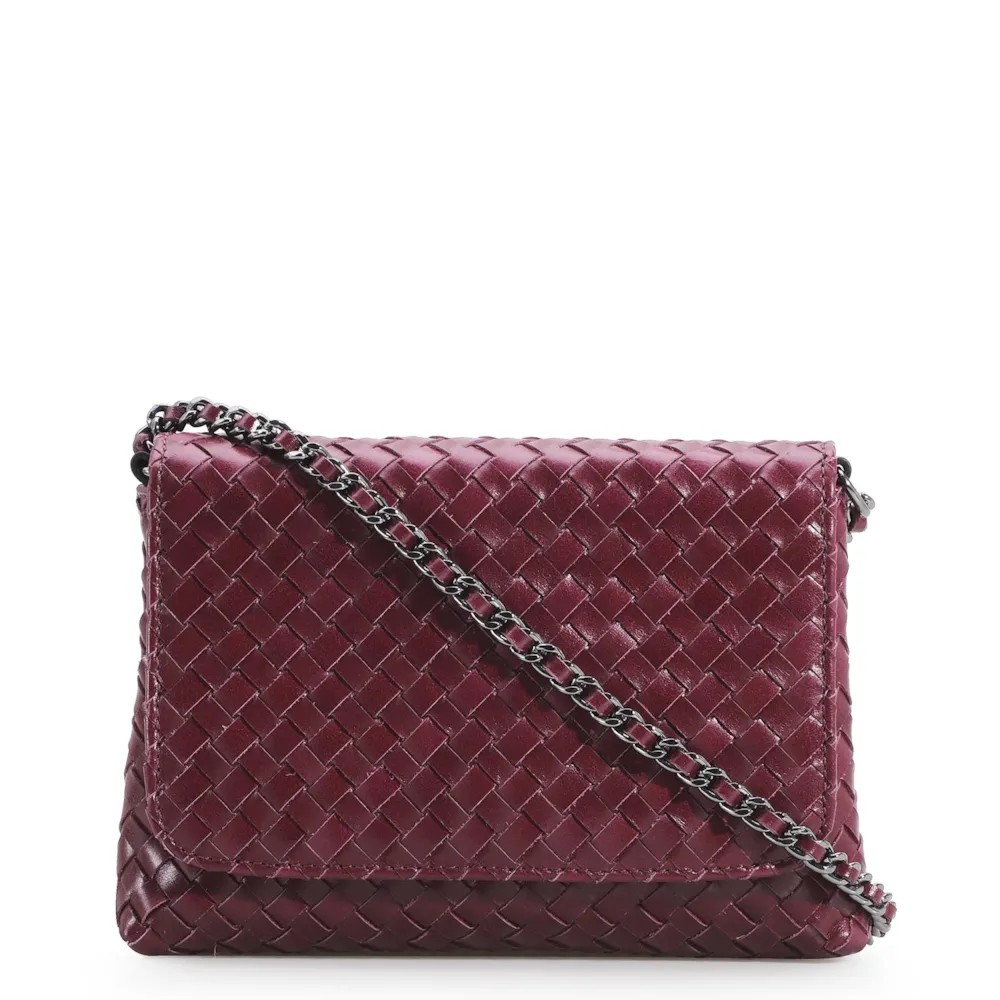 Bolsa Transversal Tressê Couro Vinho