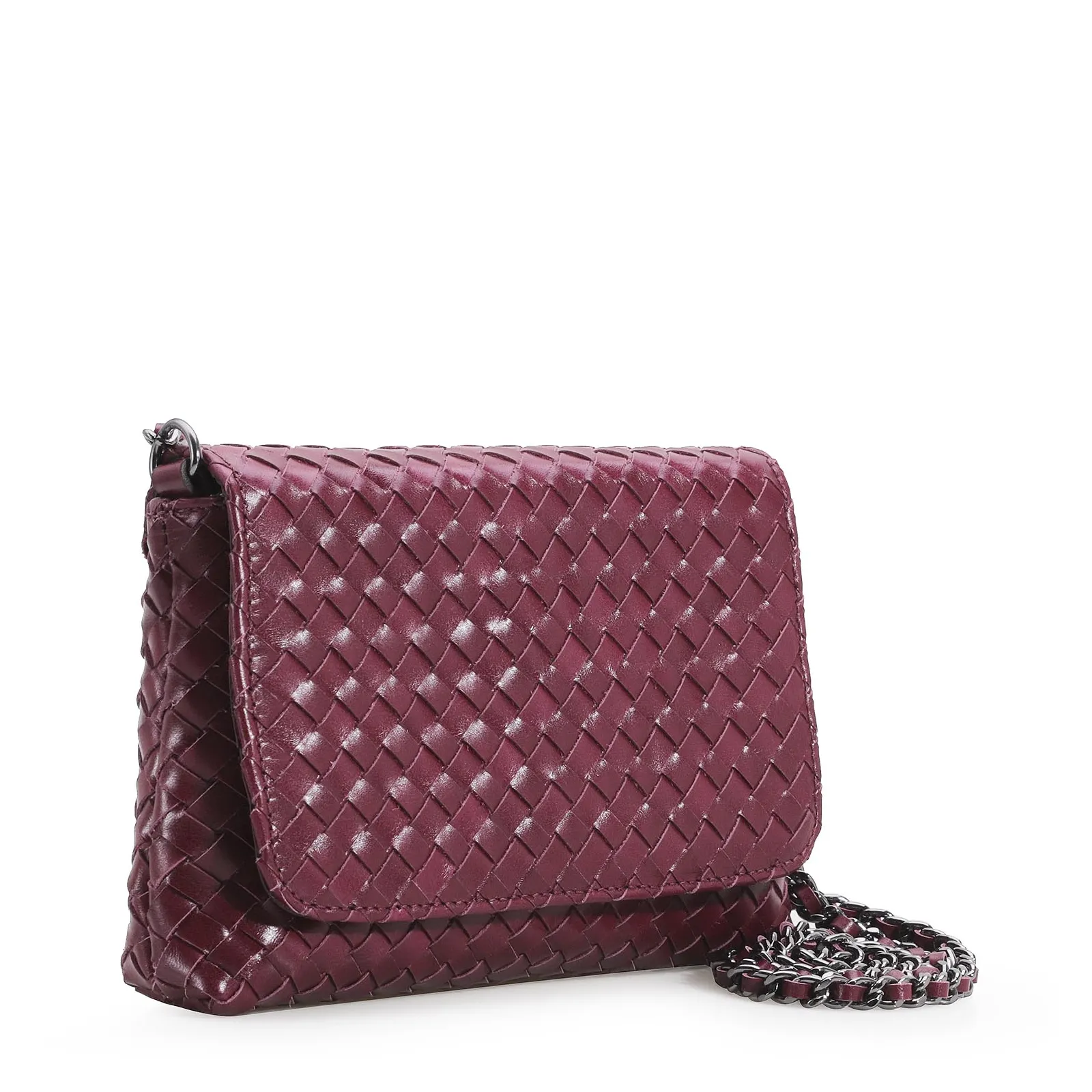 Bolsa Transversal Tressê Couro Vinho