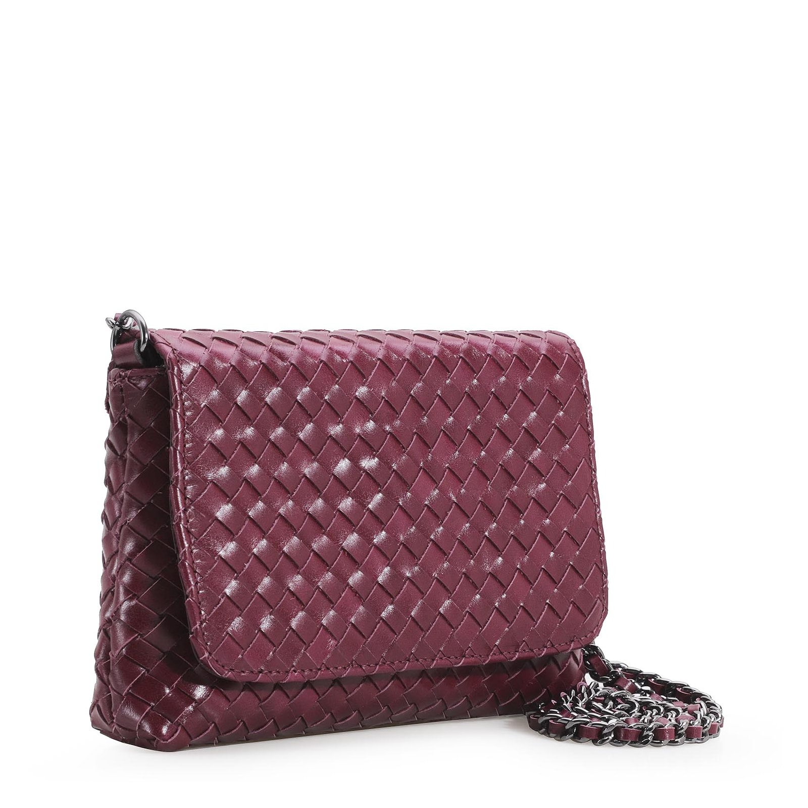 Bolsa Transversal Tressê Couro Vinho